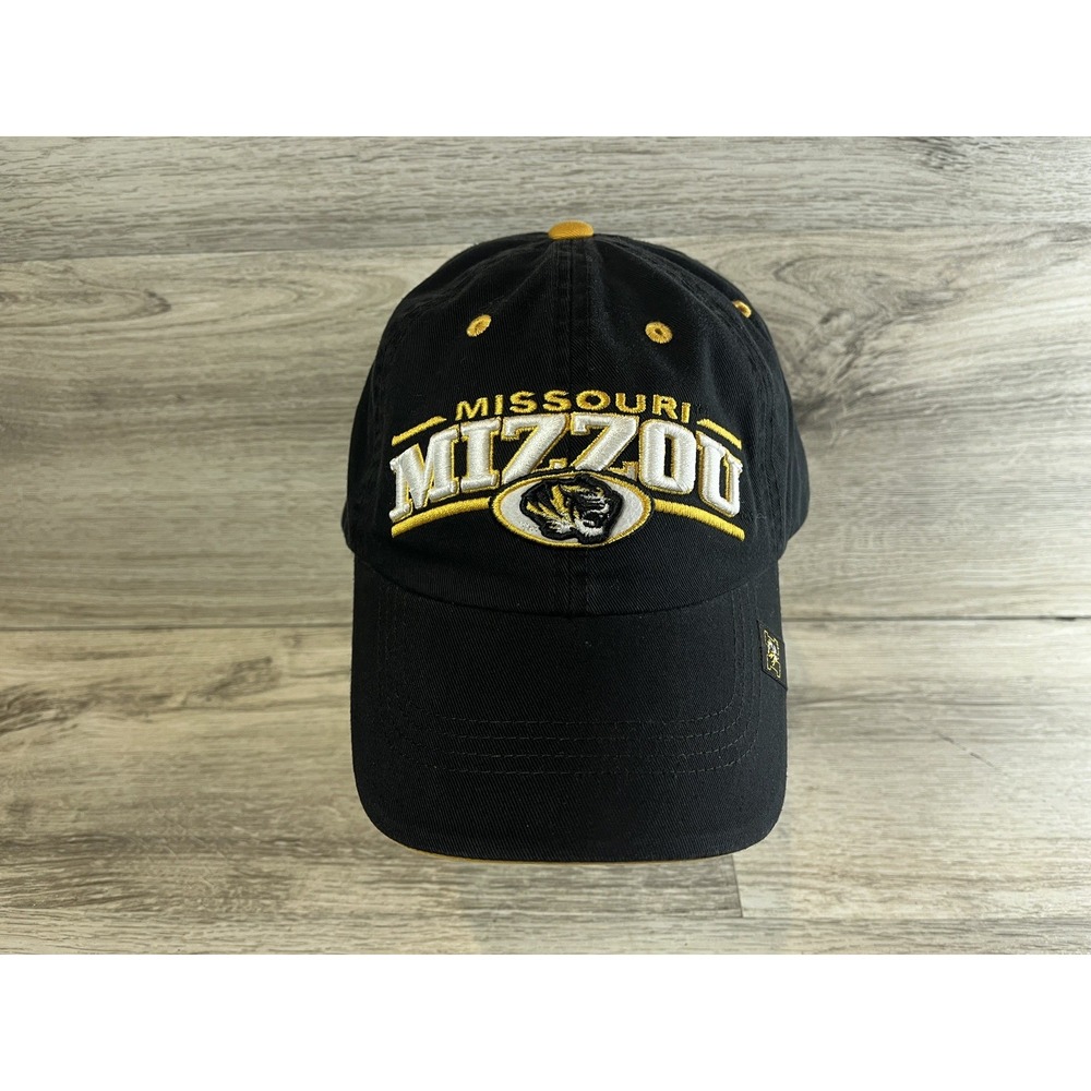 Vintage Mizzou Missouri Tigers Strapback Hat Cap Script Embroidered Black Yellow